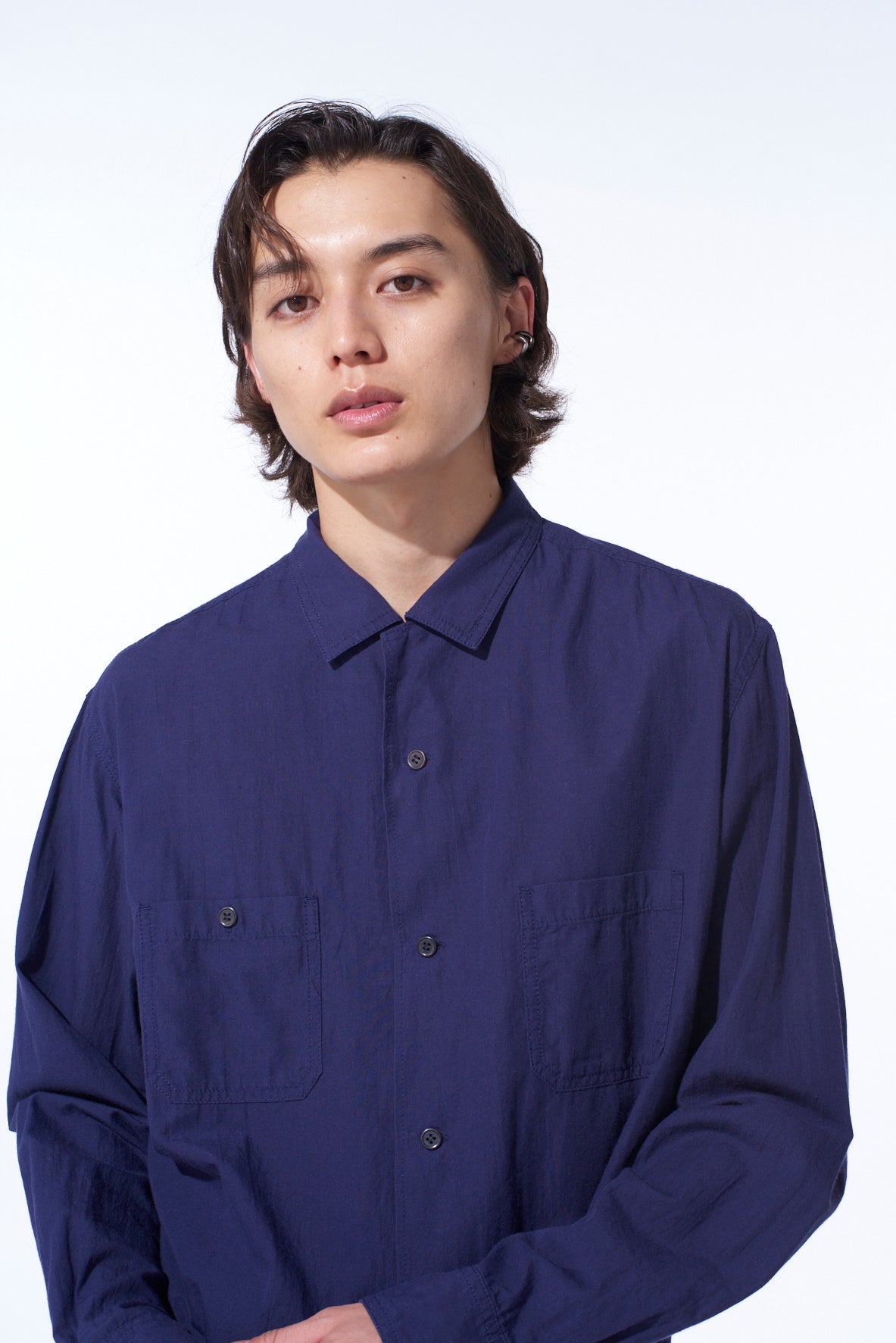 Premium Loose Fit Chambray Broadcloth Shirt for Men - Comfortable Open Collar Casual Shirt for Work, Travel & Everyday Wear