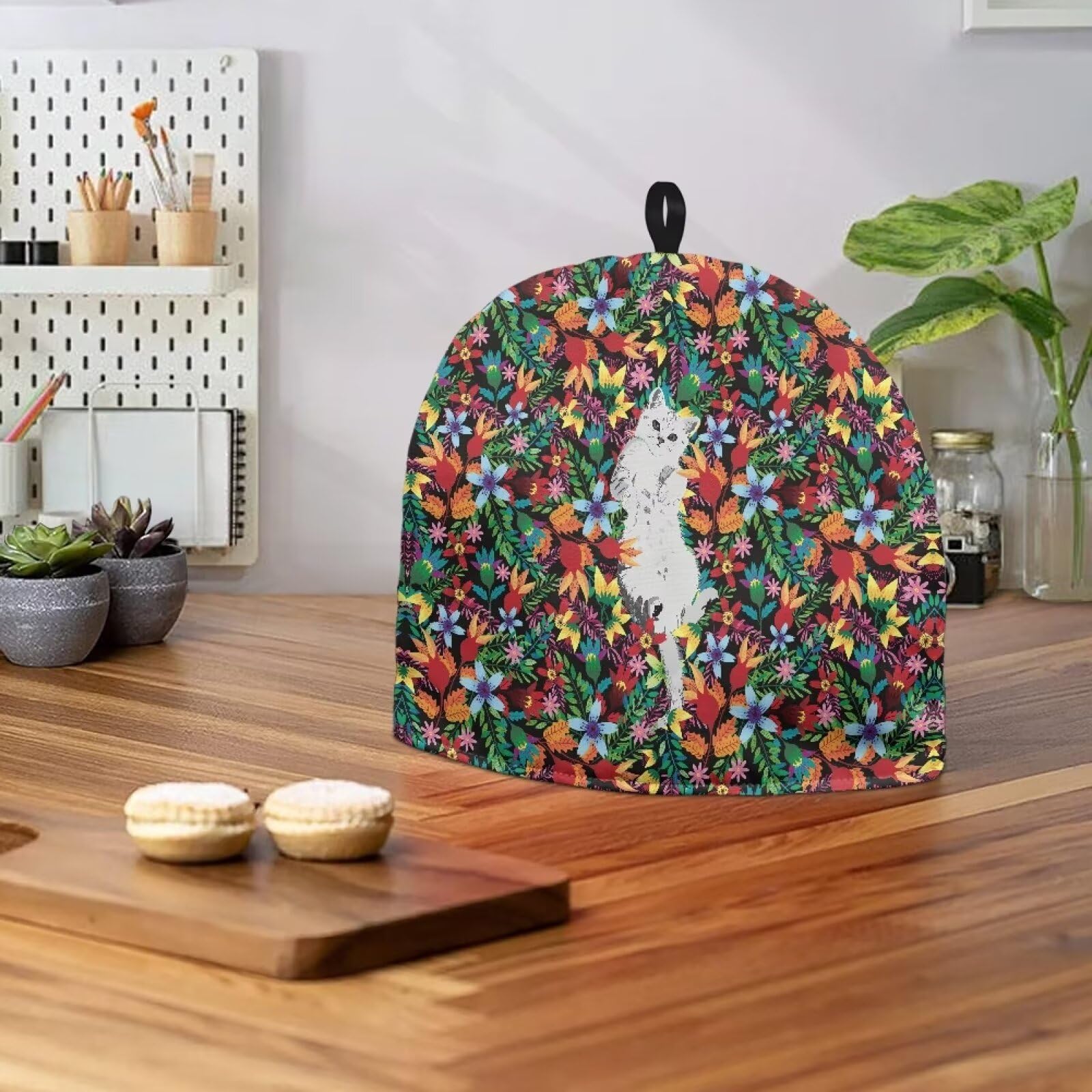 Heat Resistant Tea Cozy for Teapot - Insulated Kettle Cover with Floral Cat Design - Keep Tea Warm for Breakfast & Afternoon Tea - Perfect Kitchen Decor for Home & Office Use
