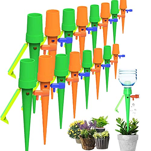 72/36/24/6pcs Automatic Drip Irrigation System - Self-Watering Spikes for Garden, Plants, Flowers (Indoor & Outdoor) - 12PCS Green Bottle Drippers - Perfect for Vacation Plant Care, Raised Beds & Container Gardening