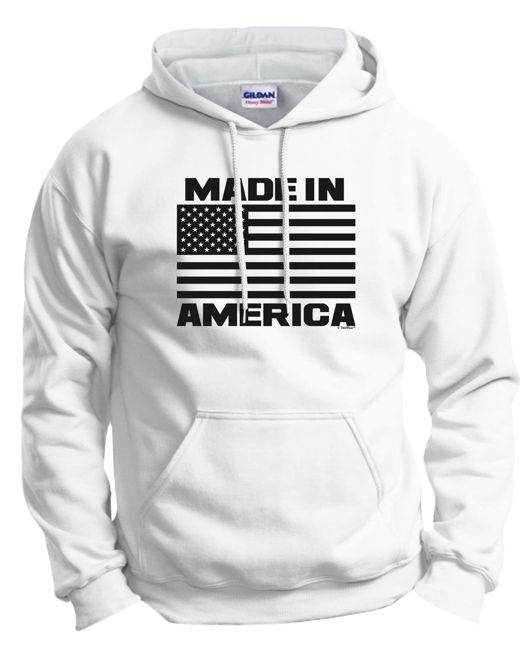 American Made USA Flag Hoodie - Long Sleeve Front Pocket Sweatshirt for Men & Women | Patriotic Casual Wear, Outdoor Activities & Sports Fan Apparel