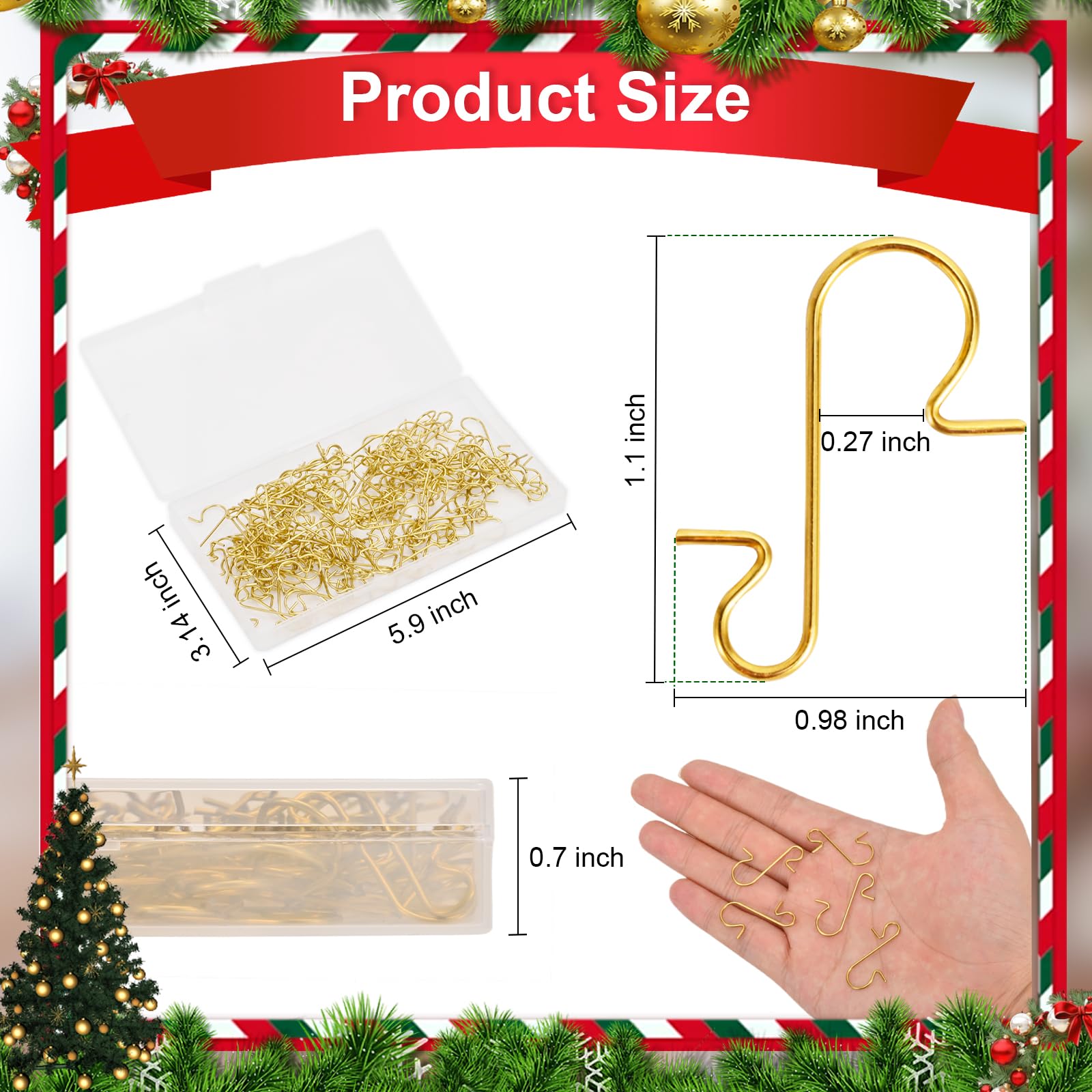150 Pcs Christmas Ornament Hooks - Heavy Duty Non-Slip Tree Hangers for Xmas Decorations, Includes Storage Box - Perfect for Holiday Decorating, Gift Wrapping & Party Decor
