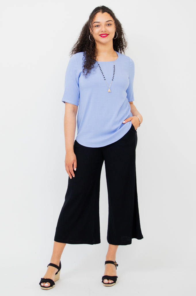 Liza Women's Bamboo V-Neck Top in Periwinkle Blue - Soft & Breathable Casual Shirt for Summer Outfits, Workwear & Weekend Wear