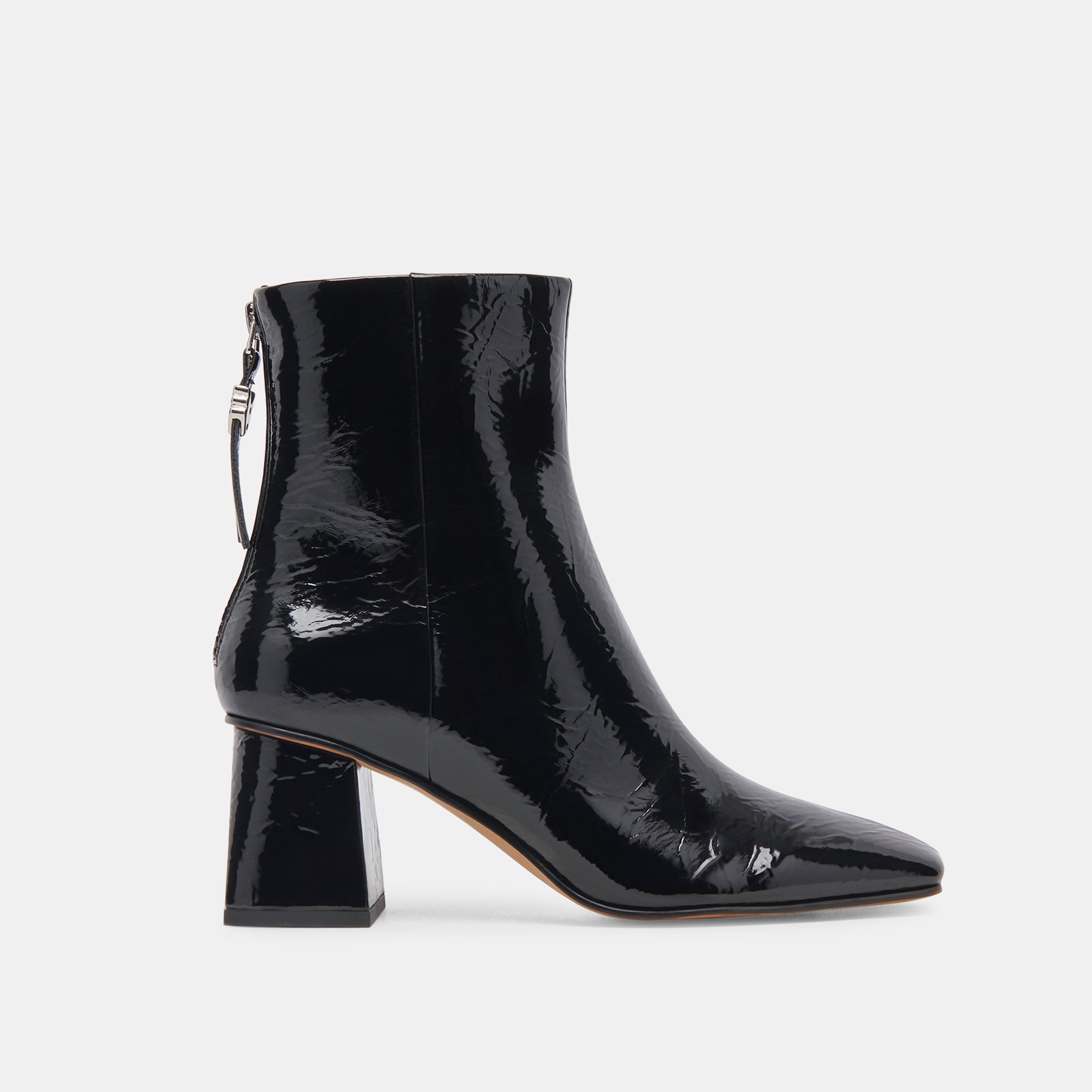 FIFI H2O BOOTIES - Waterproof Mid-Calf Rain Boots for Women, Shiny Crinkle Patent Leather, Midnight Black - Perfect for Rainy Days, Gardening & Outdoor Activities