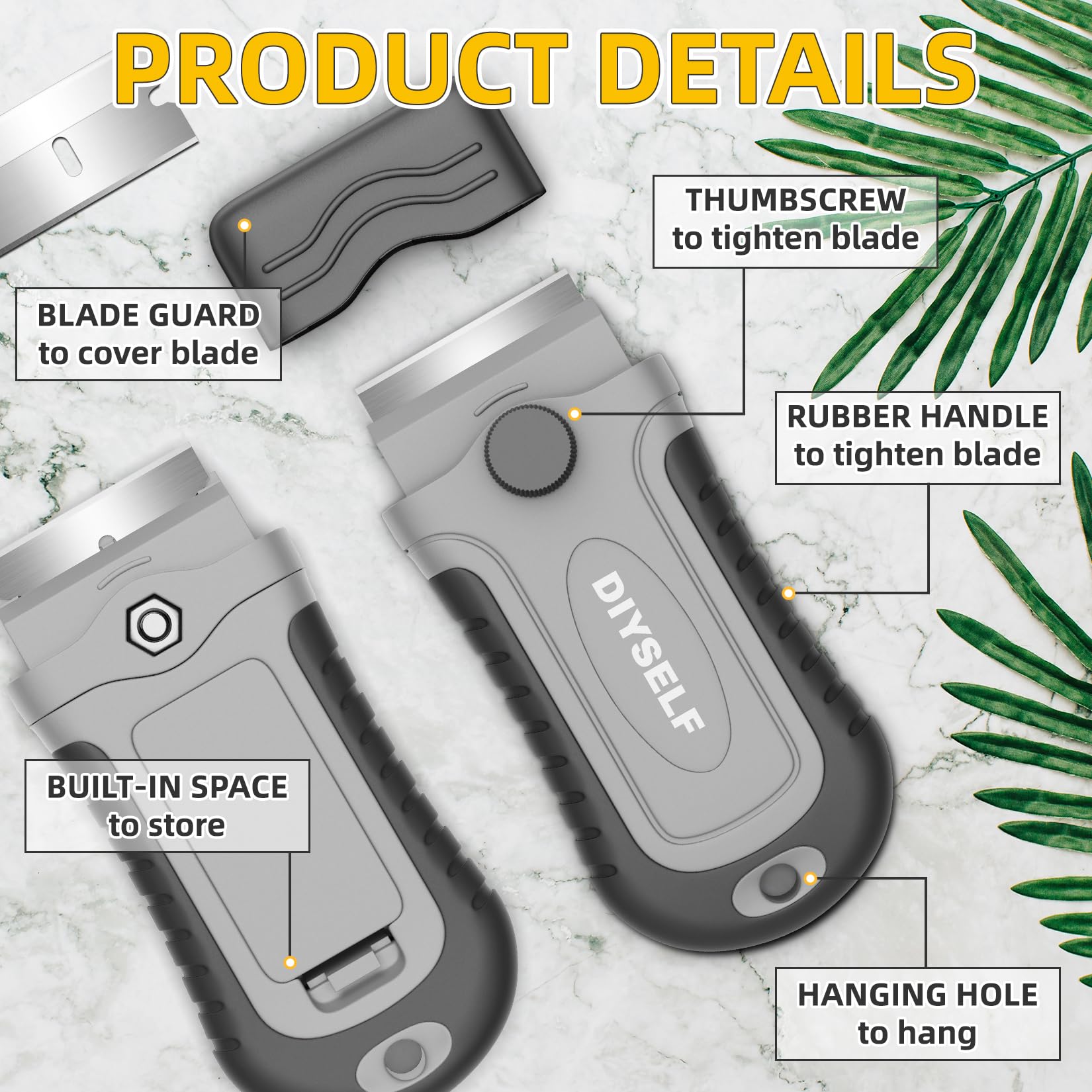 DIYSELF Razor Blade Scraper - 1 Pack with 15 Replacement Blades | Ergonomic Handle Glass & Surface Cleaner | Perfect for Stove Tops, Windows, Oven Doors & Cooktops | Multi-Purpose Cleaning Tool for Home & Kitchen