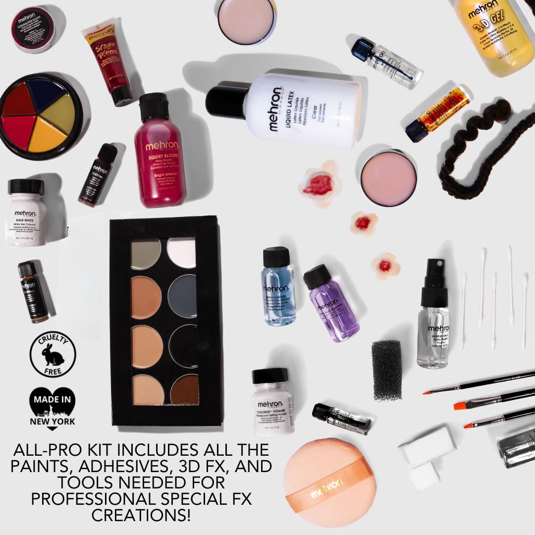 Mehron Makeup Special FX All-Pro Makeup Kit - Complete Professional Stage Makeup Set for Theatre, Halloween & Cosplay | Special Effects Makeup for Costume Parties, Film Productions & SFX Artists