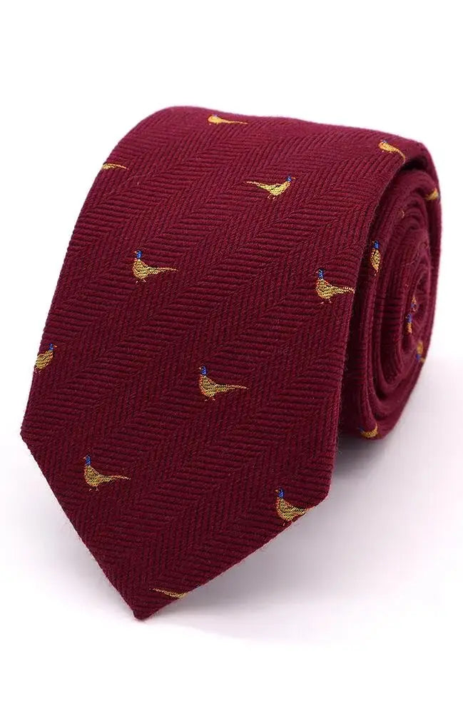Premium LA Smith Country & Hobby Herringbone Pheasant Silk Necktie - Elegant Formal Wear for Business, Weddings & Special Occasions