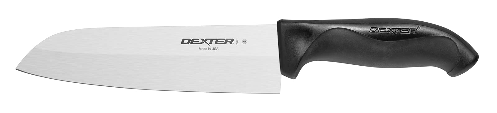 Dexter 7 Inch Santoku Knife with Ergonomic Black Handle - Professional Japanese Style Kitchen Knife for Chopping, Slicing and Dicing Vegetables, Fruits & Meat