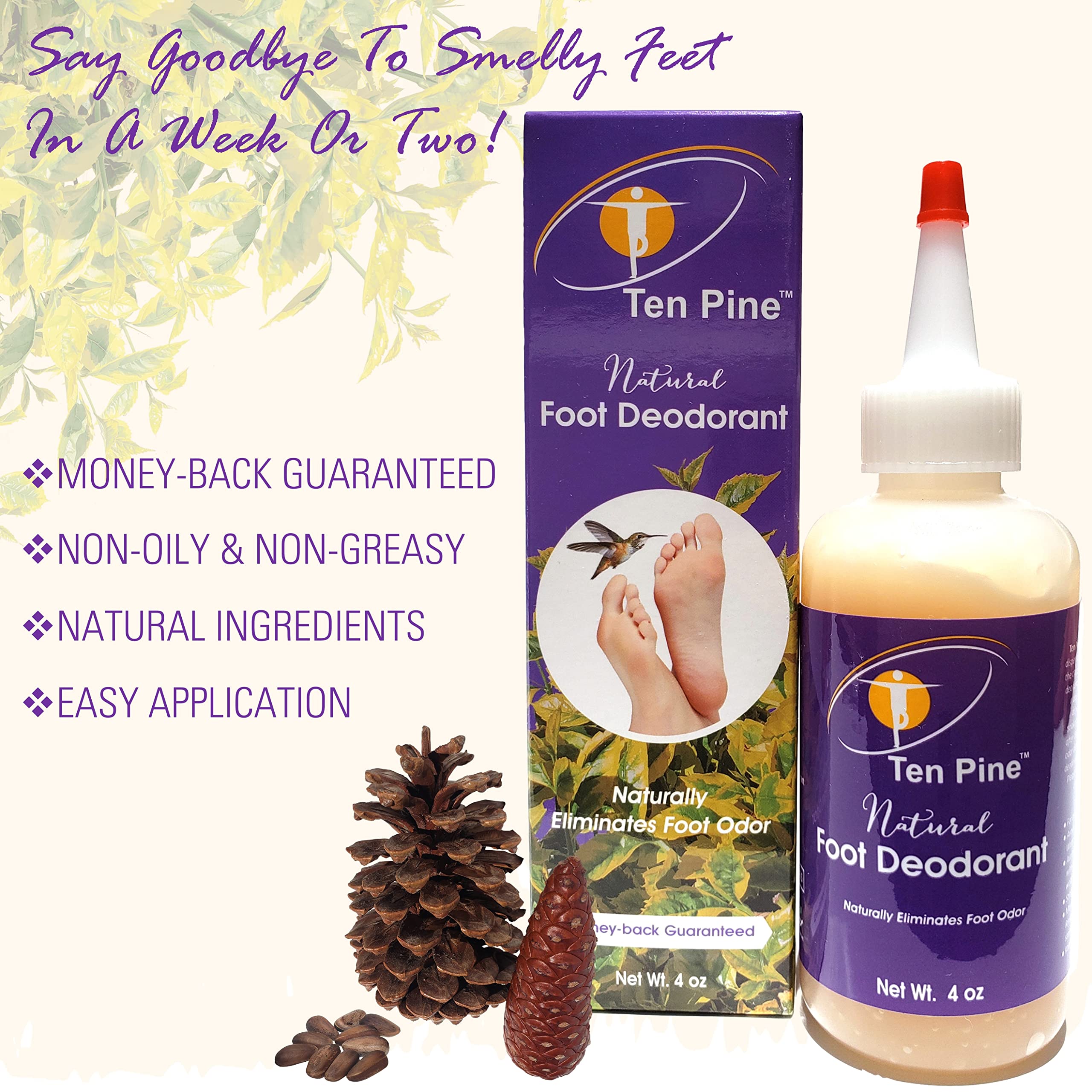 Natural Vegan Foot Deodorant Cream for Smelly Feet - Odor Control & Elimination | Non-Oily, Toxin-Free Formula | 4oz Travel Size | Perfect for Athletes, Hikers & Daily Foot Care