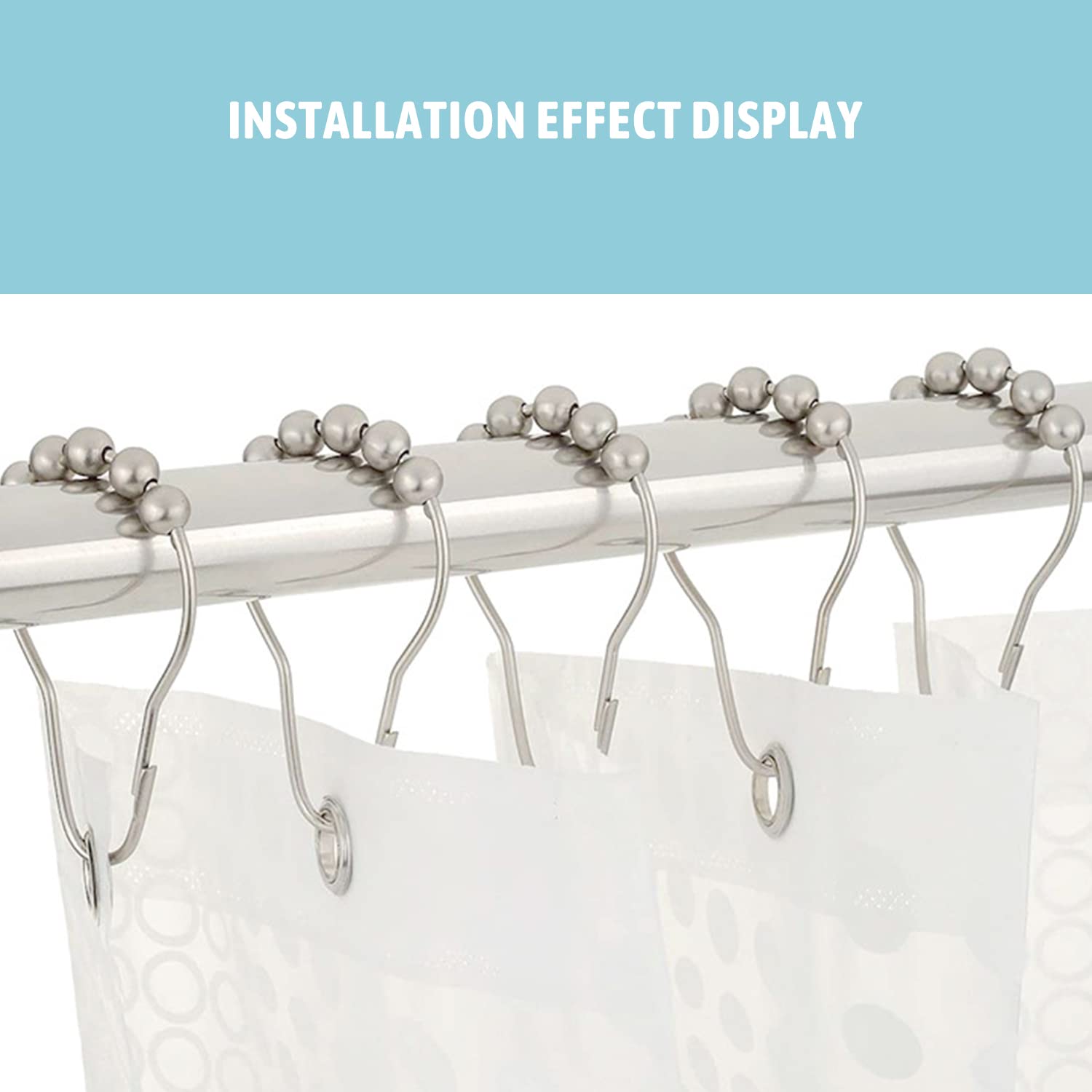 Premium MroMax Metal Shower Curtain Hooks - 10 Pack Rust-Resistant Bathroom Accessories for Shower Rods & Liners - Ideal for Home, Hotel, and Spa Bathroom Decor