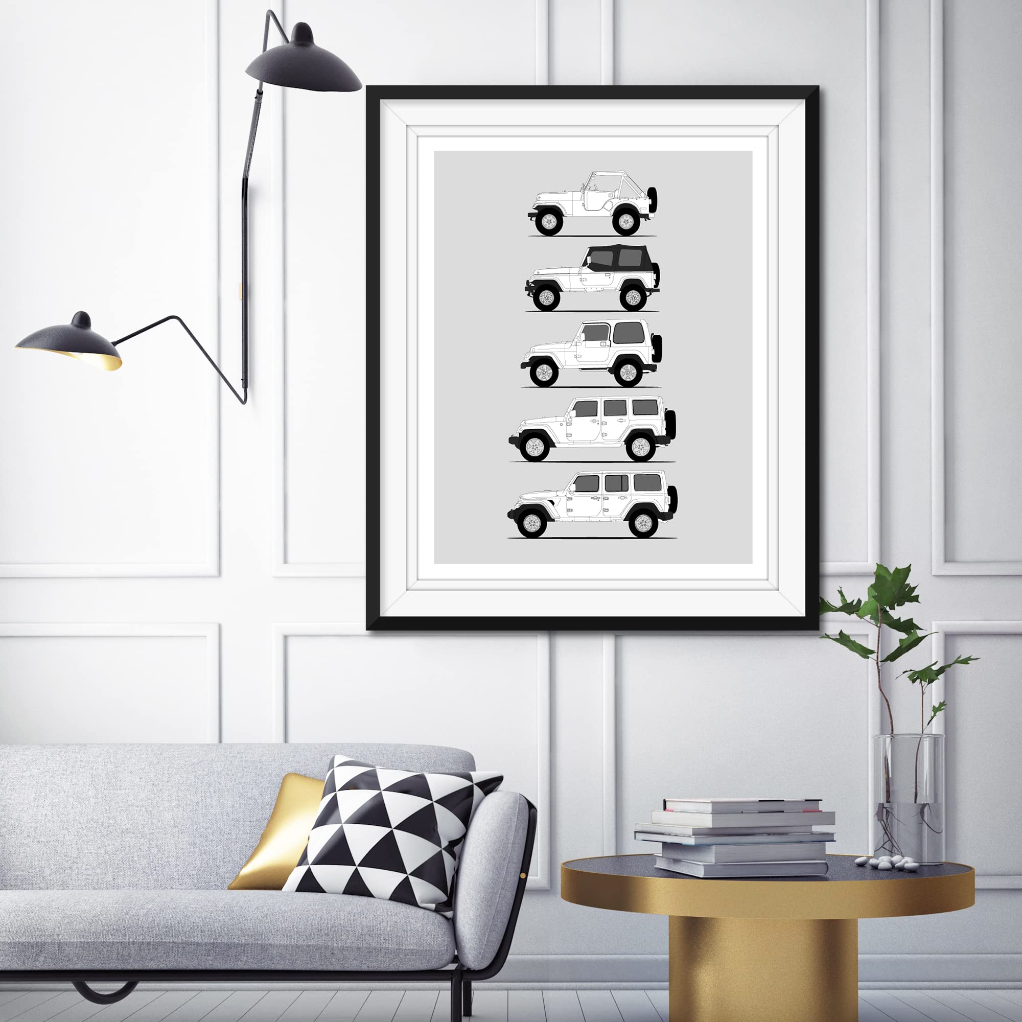 Jeep Wrangler Generations Wall Art Print - YJ, TJ, JK, JL Models History Poster (8x10