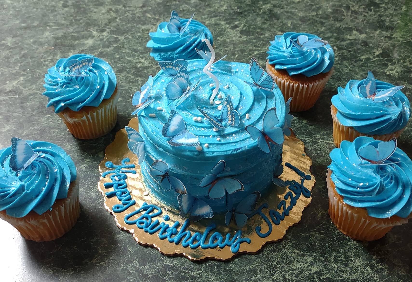 28 Blue Edible Butterfly Cupcake Toppers - Premium Fondant Decorations for Birthday Cakes, Wedding Desserts & Party Treats - Perfect for Baking, Cake Decorating & Special Occasions