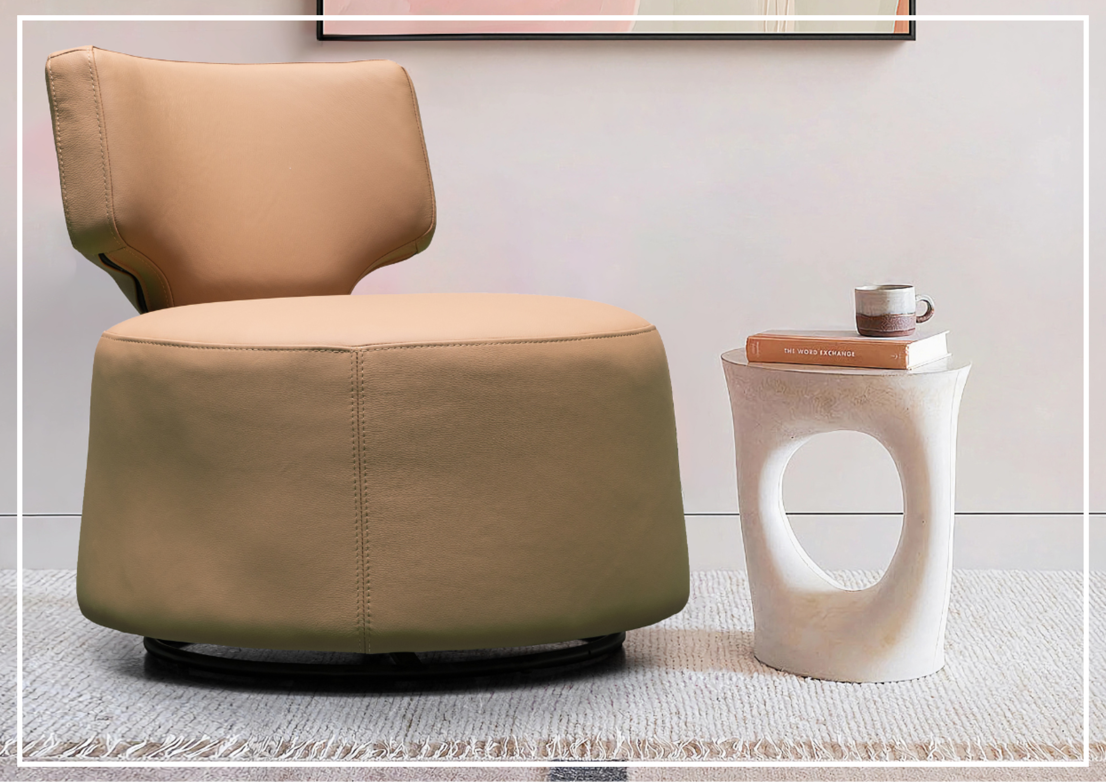 Klaussner Pavia Leather Swivel Chair with Foam Back & Seat Cushion - Modern Office Chair for Home & Office Workspace, Comfortable Desk Chair for Working, Studying or Gaming