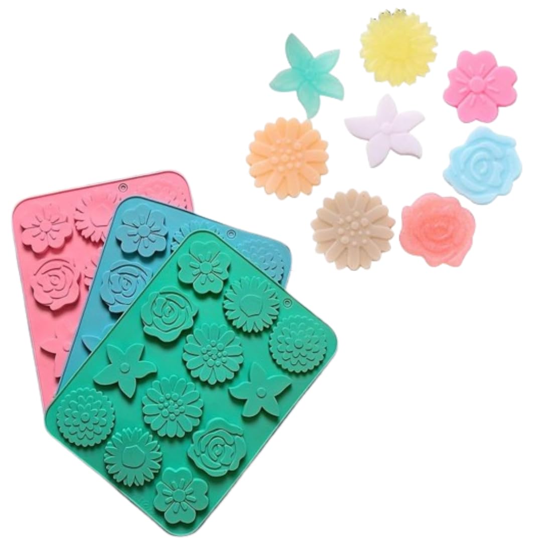 12-Cavity Flower Silicone Mold for Cake, Chocolate, Resin, Soap & Jewelry Making - Perfect for Baking, DIY Crafts & Party Decorations