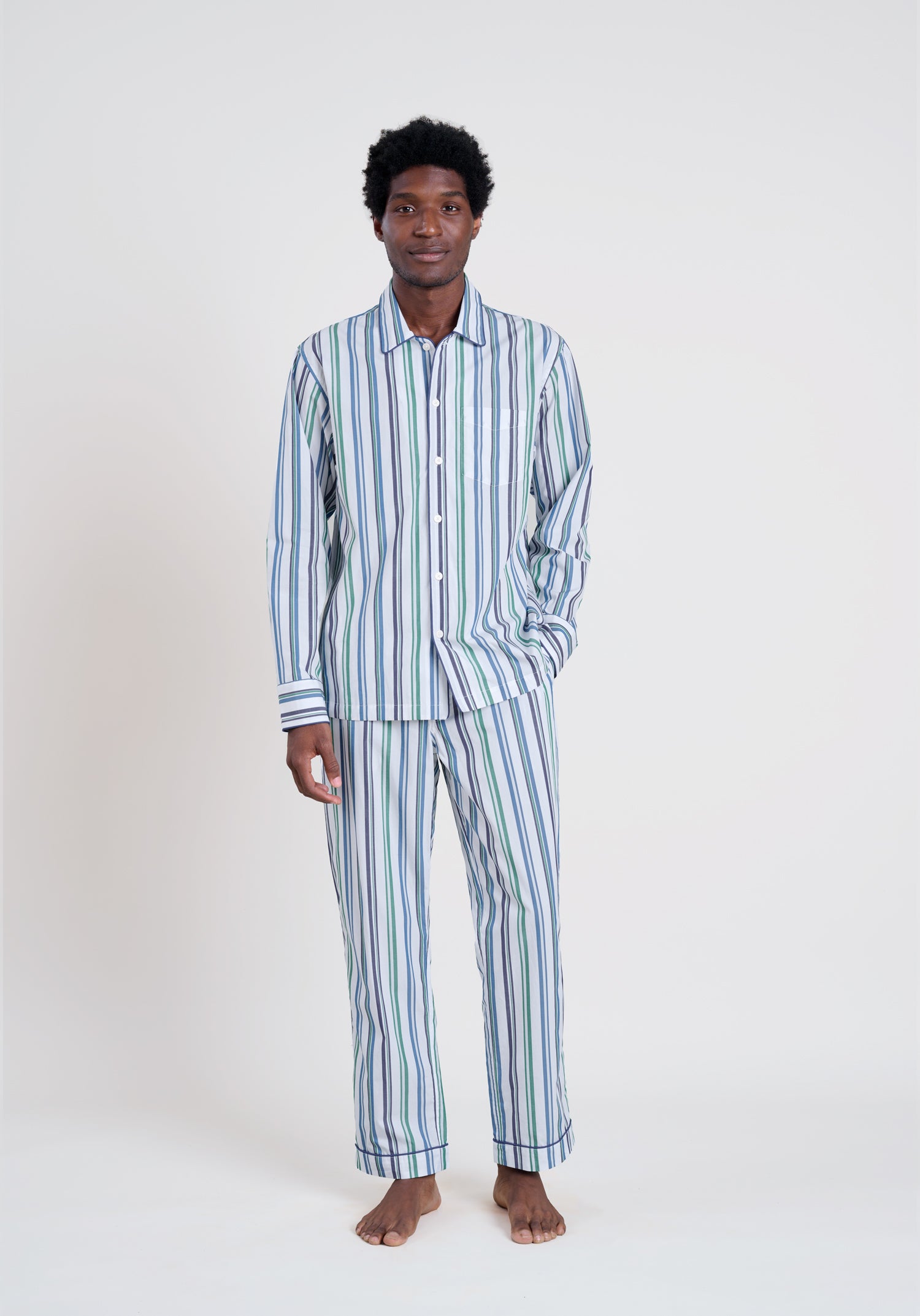 Henry Pajama Set in Ribbon Stripe - Soft Cotton Sleepwear for Men & Women - Cozy Lounge Pajamas for Relaxing at Home or Travel