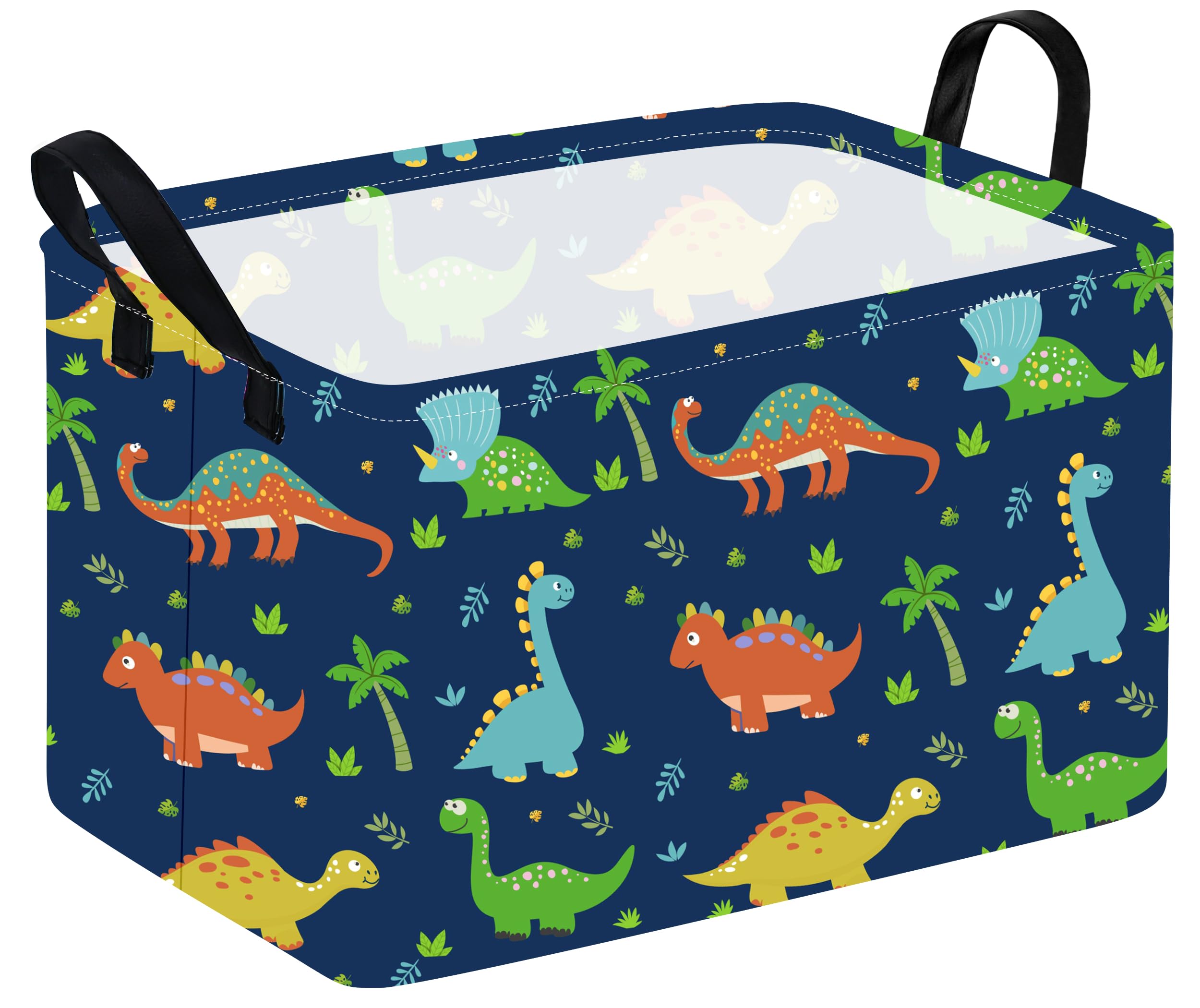 Durable Waterproof Rectangle Toy Storage Bin - Nursery Organizer, Kids Room Decor, Closet & Laundry Hamper - Perfect for Baby Gifts & Shelf Baskets (Blue Dinosaur Design) | Ideal for Playroom, Bedroom & Home Organization