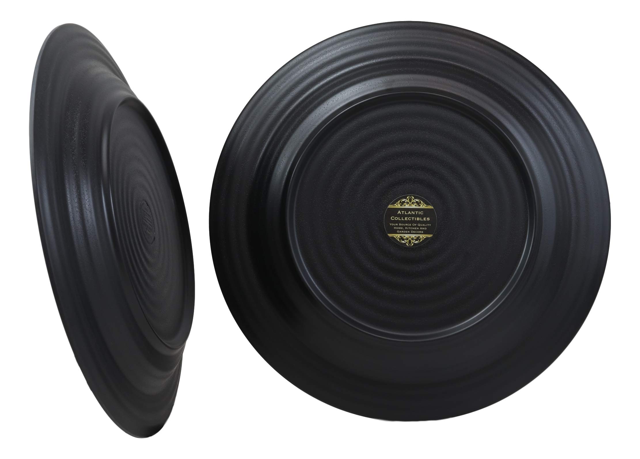 Ebros Modern Matte Black Jade Melamine Dinner Plates Set of 6 - 11.75
