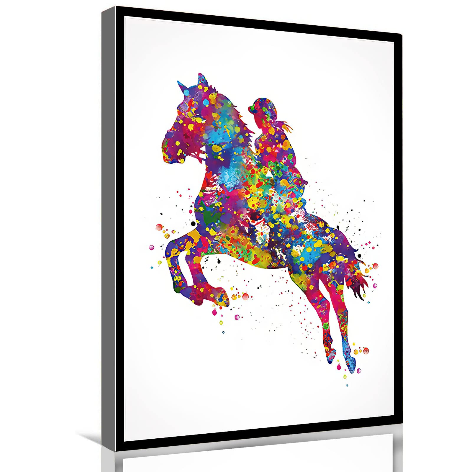 Equestrian Wall Art Framed Canvas - 12x18 Inch Horse Lover Decor for Living Room & Bedroom - Black Horse Painting Ready to Hang - Perfect Gift for Women & Home Decor - Ideal for Western, Ranch, or Equestrian Themed Spaces