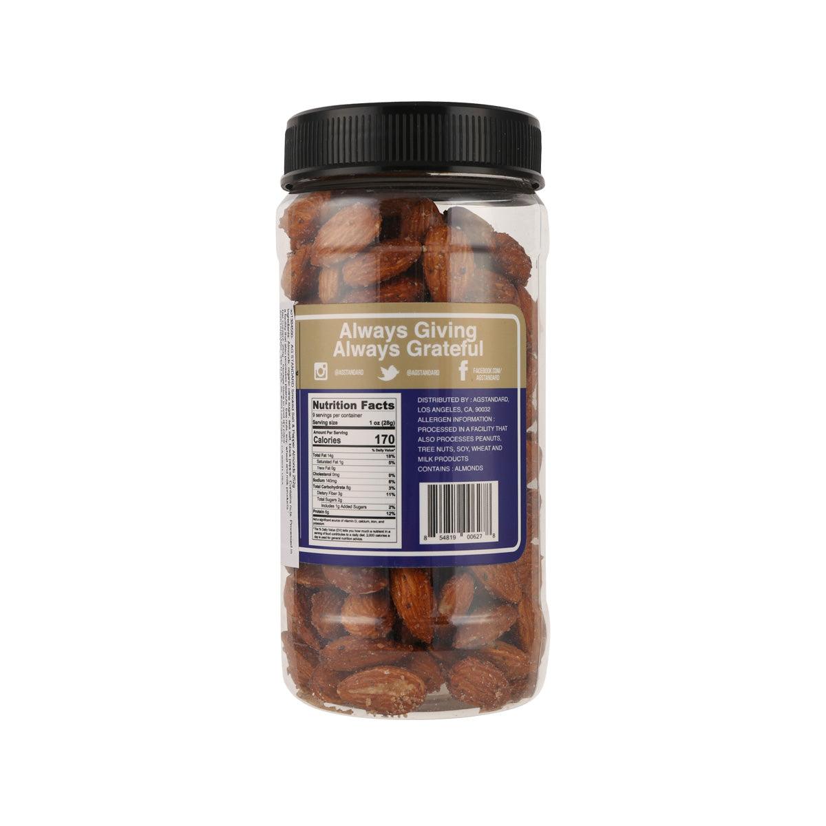 AG STANDARD Smoked Salt & Pepper Almonds (8.9oz) - Premium Roasted Snack for Parties, Hiking & Healthy Keto Diet