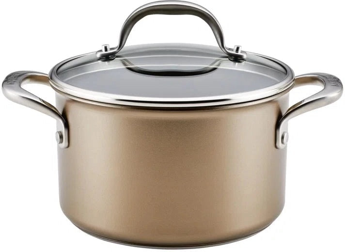 Anolon Ascend Nonstick Saucepan with Lid 4 Quart Bronze - Perfect for Cooking Soups, Stews, and Sauces