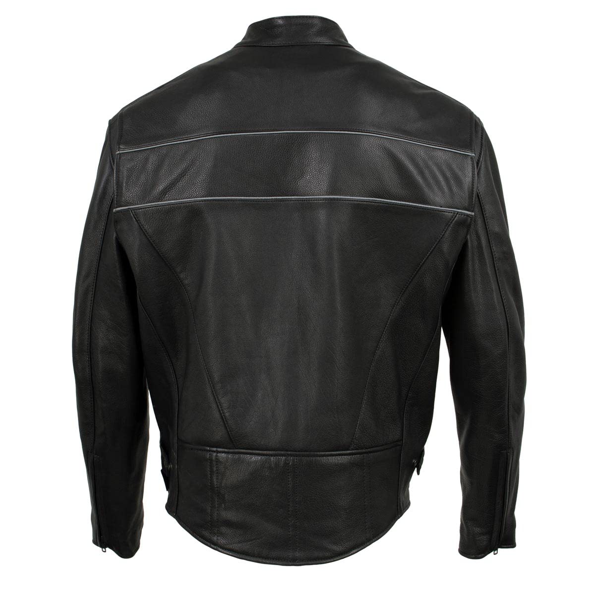 Milwaukee MLJKM5003 Men's Black Premium Leather Motorcycle Jacket - USA Made, Reflective Piping for Safety | Perfect for Cruiser Riders & Long-Distance Touring