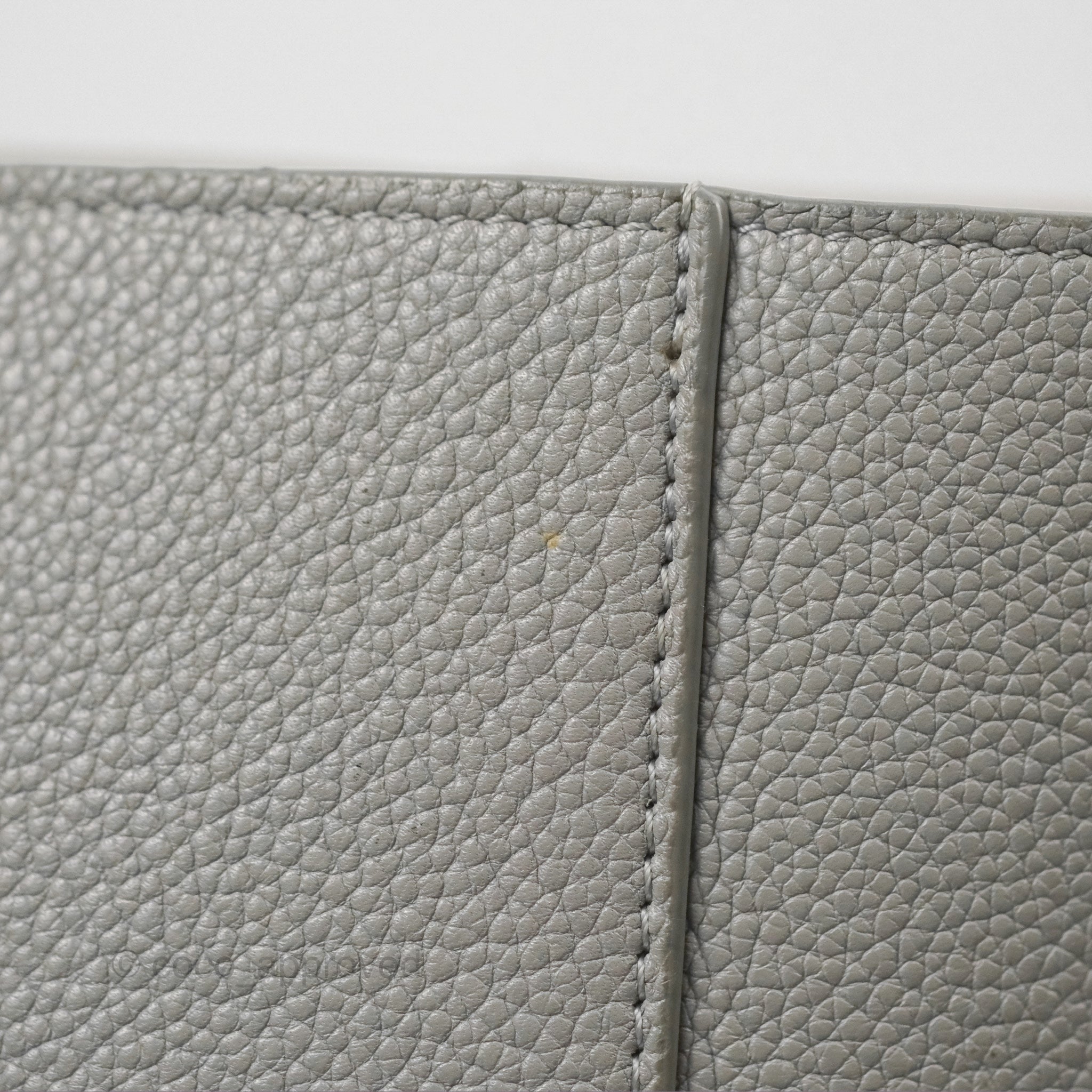 Celine Sangle Bucket Bag in Grey Grained Calfskin Leather - Luxury Crossbody Shoulder Bag for Women, Perfect for Work, Travel & Everyday Use