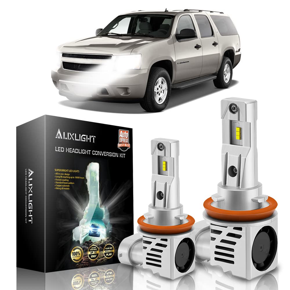 AUXLIGHT H11 H8 H9 LED Headlight Bulbs - 12000 Lumens, 6000K Cool White, Plug-N-Play Conversion Kit - Replacement for 2007-2014 Chevy Suburban/1500, 2007-2013 Suburban 2500 - Pack of 2 - Perfect for Night Driving, Off-Roading & Enhanced Visibility