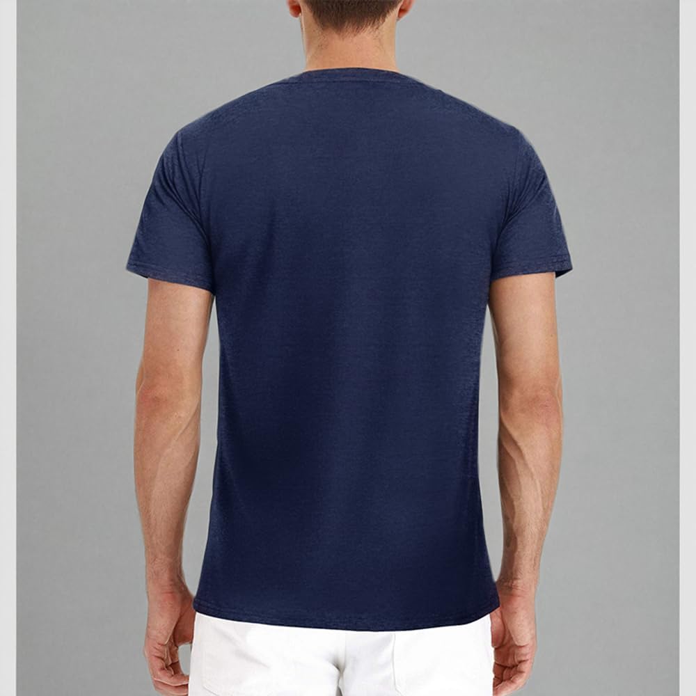 Men's Casual Short Sleeve Henley Shirt with Pocket - Breathable Cotton Button-Up T-Shirt for Everyday Wear, Outdoor Activities & Casual Outings