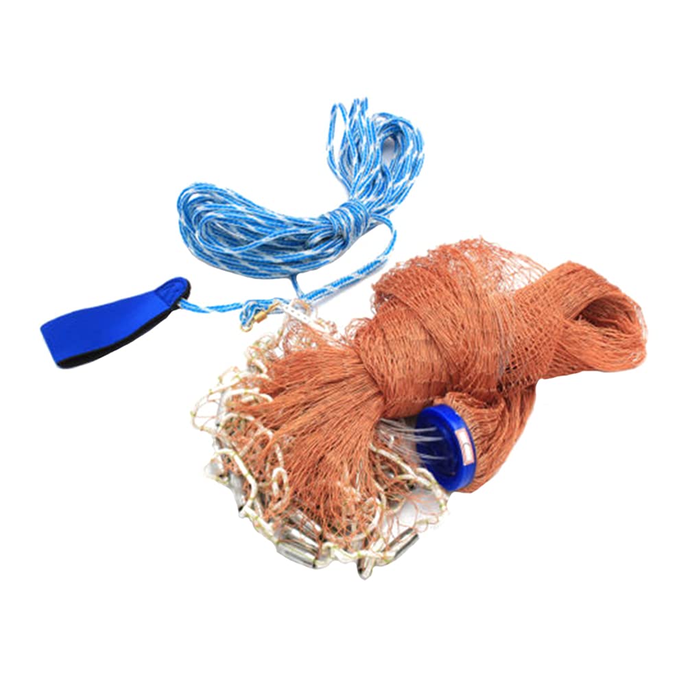 Portable Folding Cast Fishing Net with Hand Rope & Floating Circle - 480 Zinc Pendant for Saltwater Fishing Lures | Ideal for Beach, Pier, and Boat Fishing Adventures