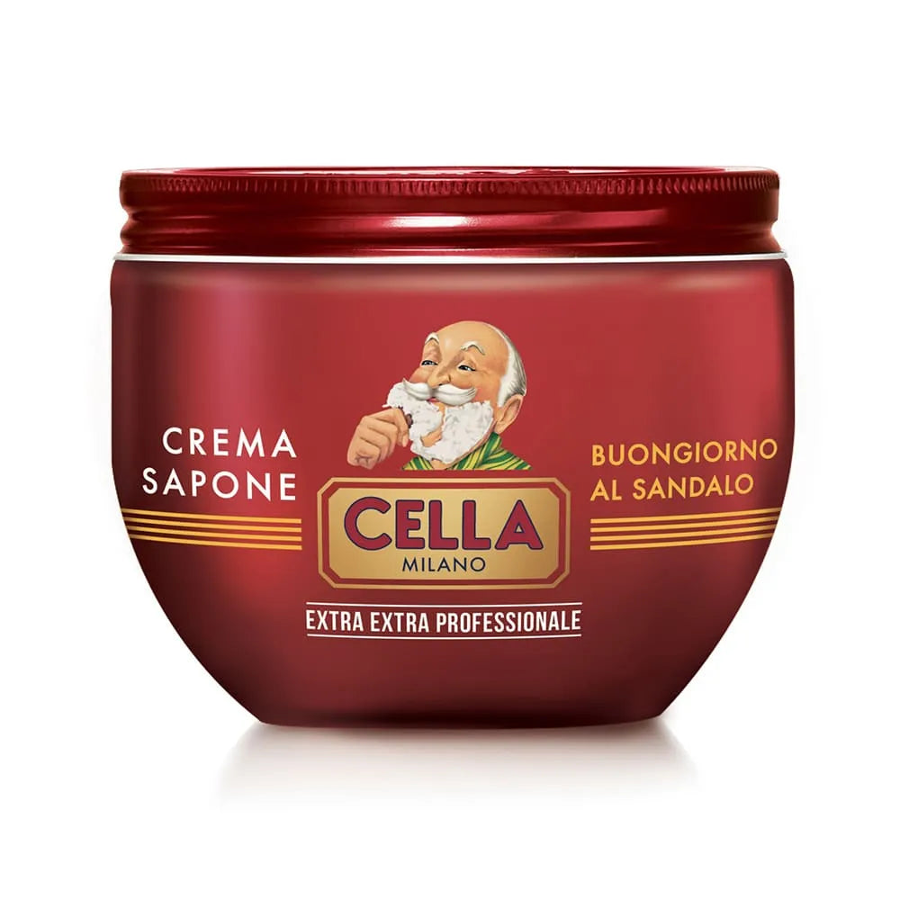 Cella Buongiorno Shaving Soap for Men - Traditional Italian Sandalwood Scented Shaving Cream - Perfect for Daily Shaving Routine & Barber Shop Use