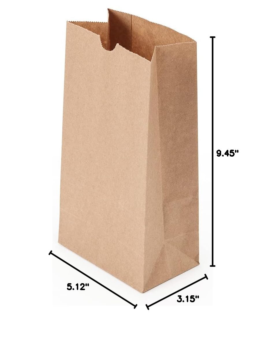 100-Pack 4 LB Disposable Lunch Bags - Flat Bottom Kraft Takeout Bags for Restaurants, Cafes & Bakeries | Sturdy Eco-Friendly Popcorn & Food Packaging Bags for Catering, Food Trucks & Party Events
