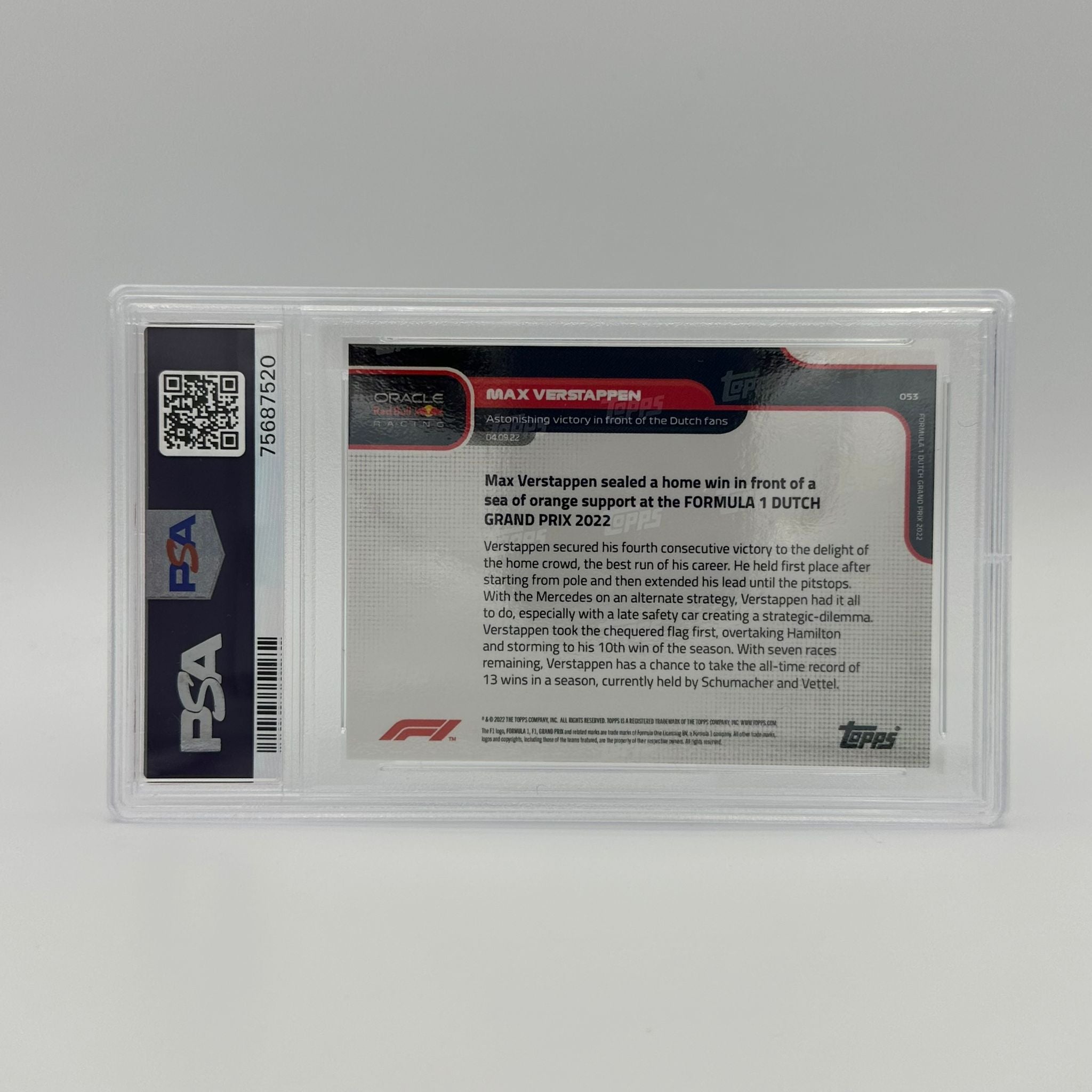 PSA 9 Graded 2004 Max Verstappen Racing Card #053 Blue - Limited Edition Collectible for F1 Fans & Sports Memorabilia Enthusiasts - Perfect for Display, Trading, and Investment