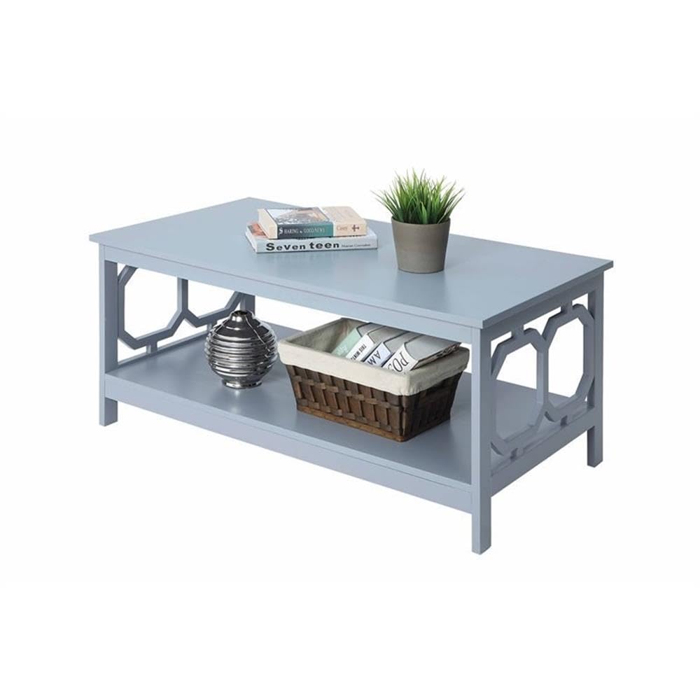 Pemberly Row Gray Wood Coffee Table with Shelf - Modern Living Room Furniture for Small Spaces, Home Decor & Stylish Storage Solution