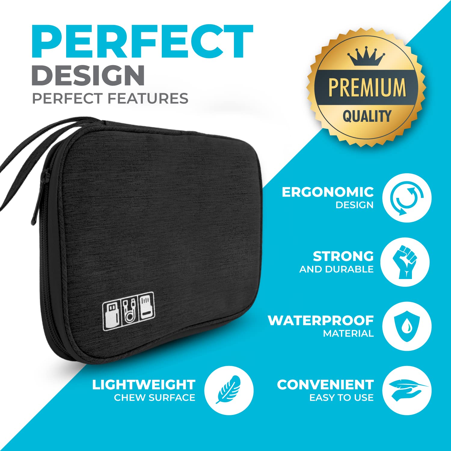 Portable Electronics Charger Organizer - Travel Cable Storage Case for Cords, Chargers & Tech Accessories | Perfect for Business Trips, Vacations & Daily Organization