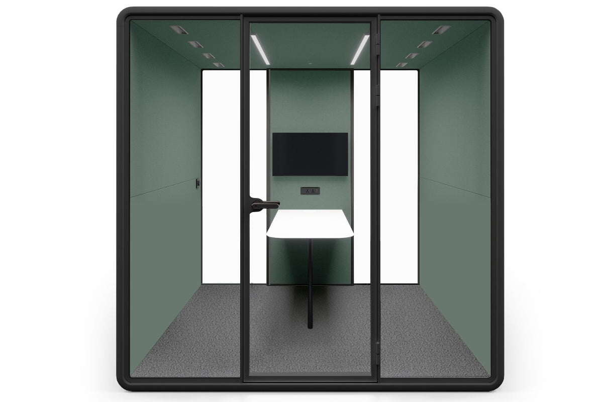 Nest 4 Person Meeting Booth with Echo Panel & Fabric - Soundproof Office Pod for Team Collaboration & Private Calls