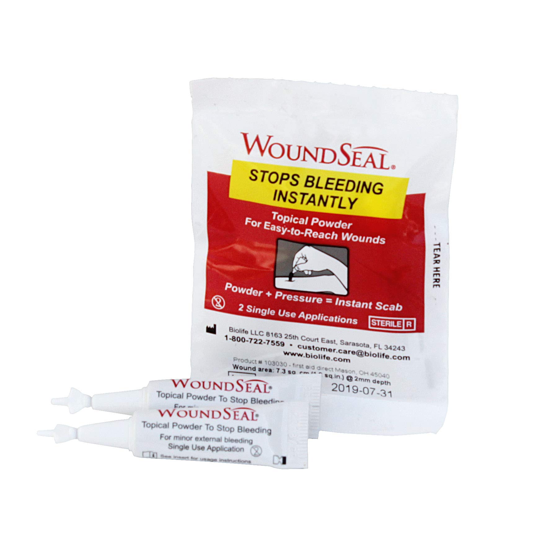 Medique 2332 WoundSeal Powder - First Aid Blood Clotting Powder for Minor Cuts & Wounds | 2 Applications | Ideal for Home, Travel & Emergency Kits