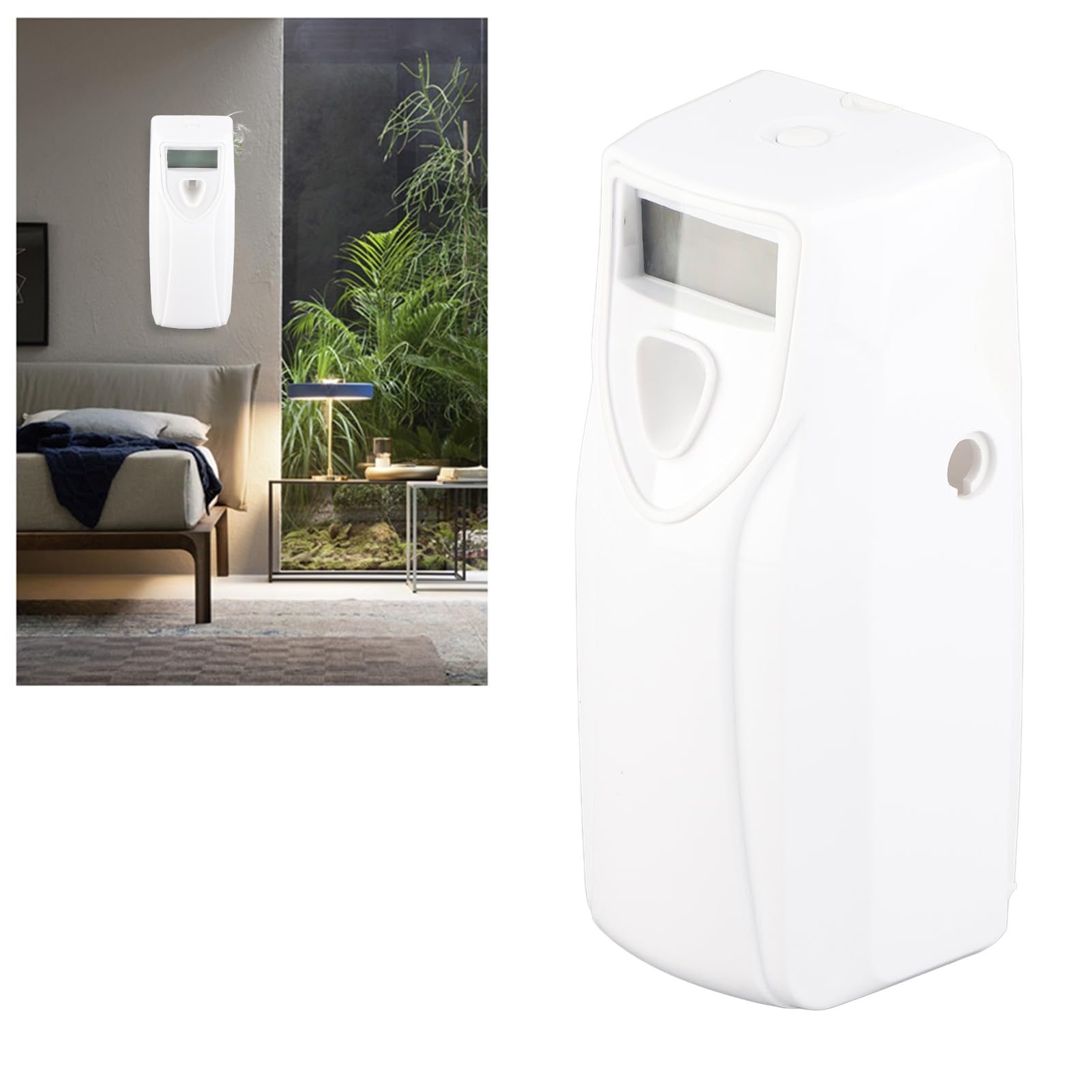 Automatic Air Freshener Dispenser with Timer - Wall Mounted/Standing Scent Sprayer Machine, White LCD Screen - Perfect for Home, Office, Bathroom & Car Freshening