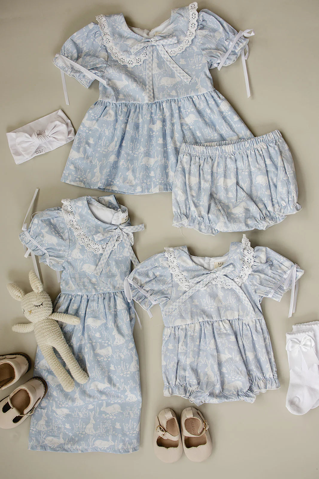 Blue Bunny Dress for Girls - Cute Bunny Print Cotton Dress for Kids, Toddler & Baby - Perfect for Easter, Birthday Parties & Spring Outfits