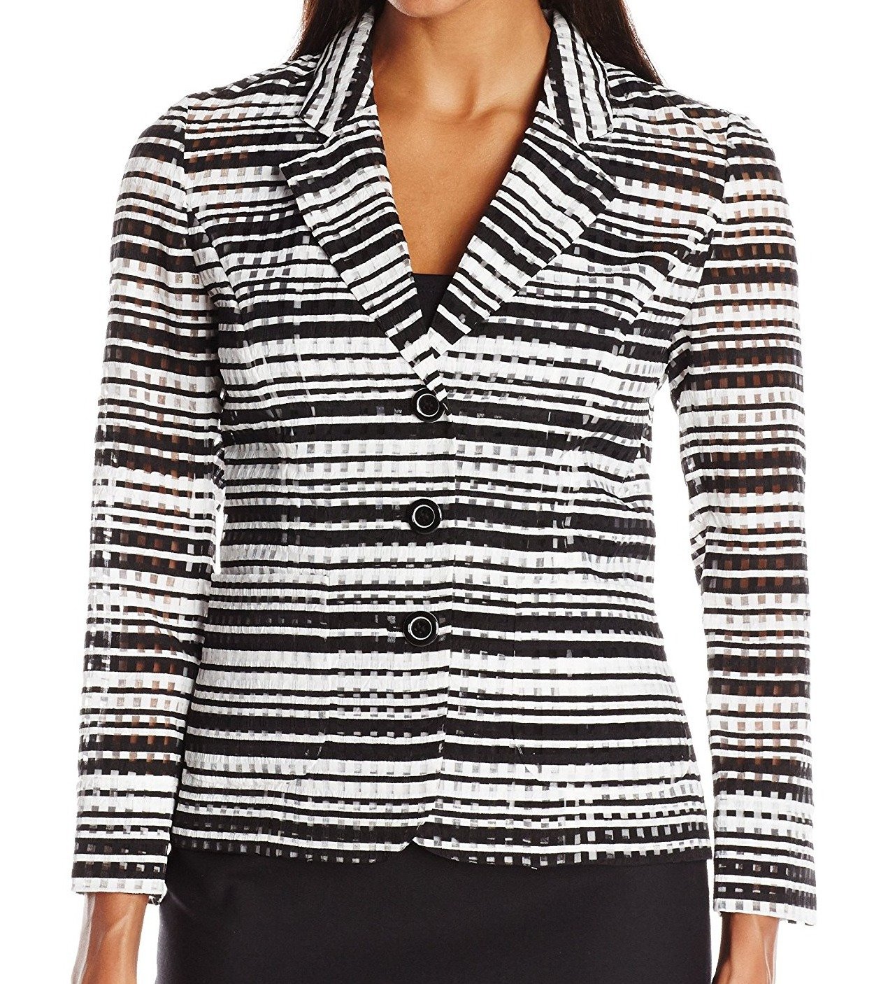 Nine West Women's 3-Button Checkered Print Suede Jacket - Stylish Outerwear for Work, Date Night & Fall Fashion