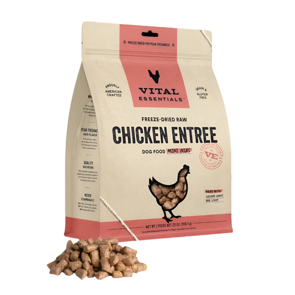 Freeze Dried Raw Chicken Mini Nibs Dog Food - Grain-Free, High Protein Treats for Small & Medium Dogs - Perfect for Training, Travel & On-the-Go Snacks