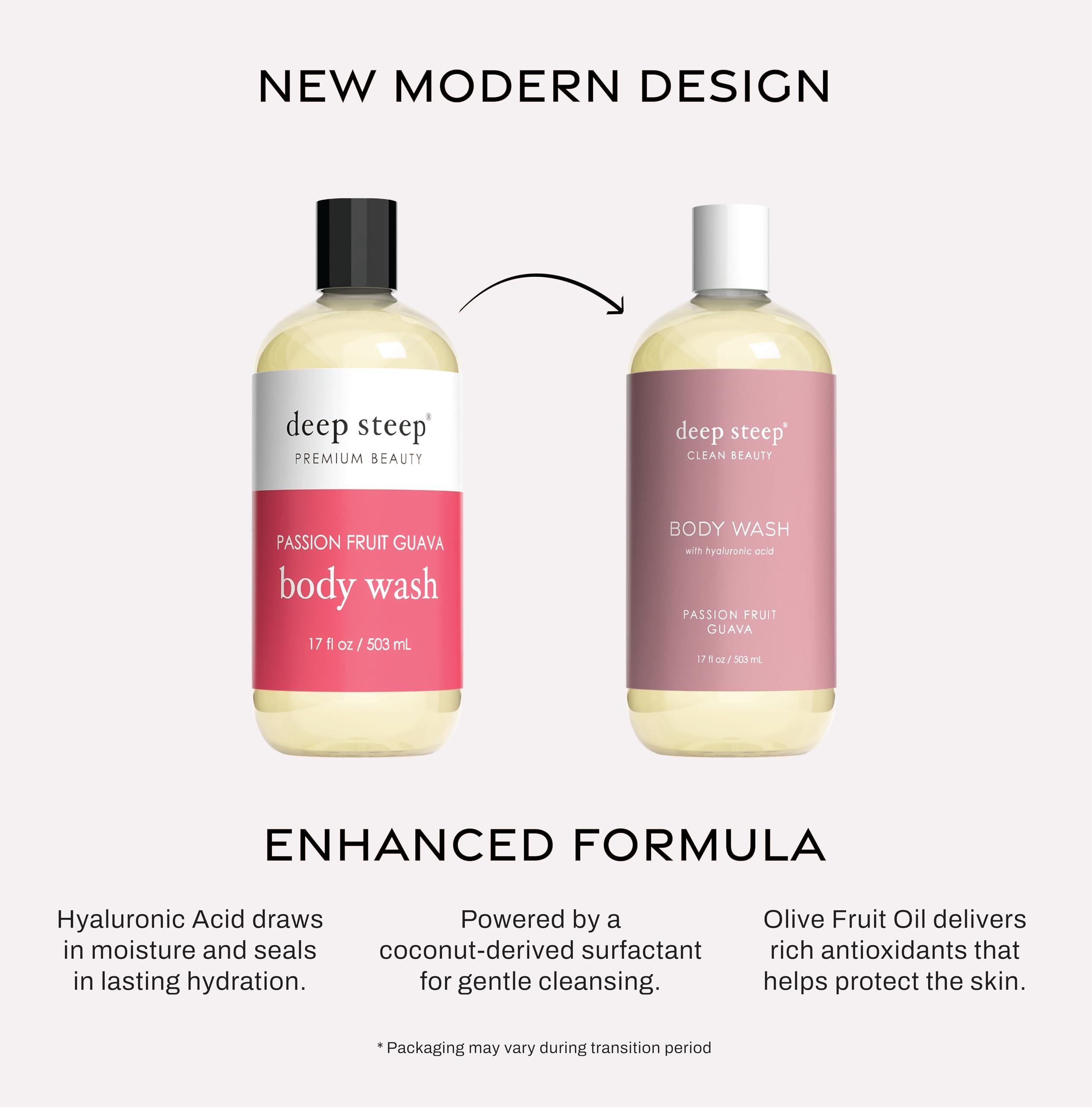 Deep Steep Body Wash - Passion Fruit Guava Scent, 17oz | Moisturizing & Hydrating Shower Gel for Dry Skin | Perfect for Daily Use & Spa Day at Home
