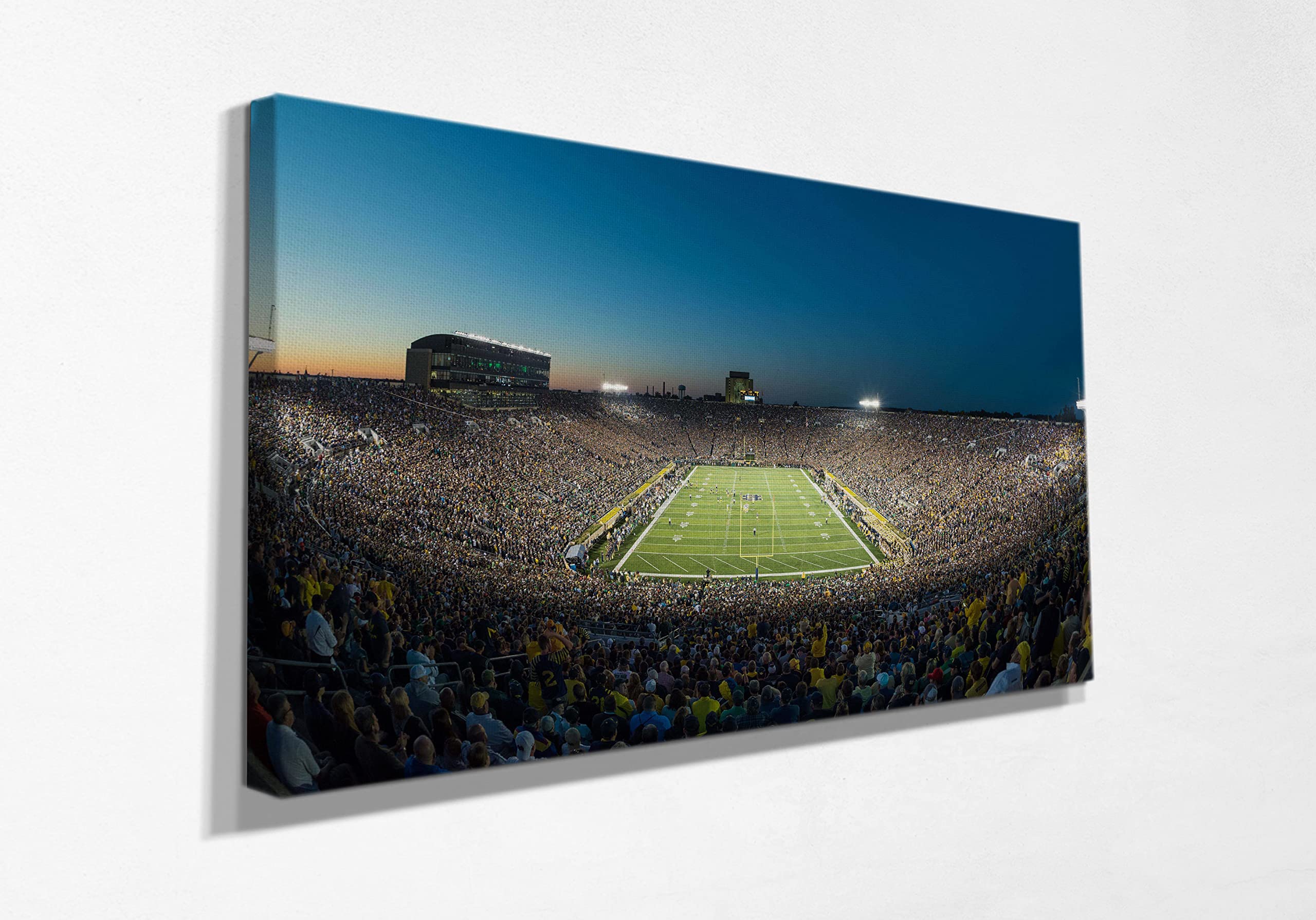 Notre Dame Stadium Wall Art - Framed Canvas Print 19x28 Inches - Ready to Hang Home Decor for Living Room, Kitchen, Office & Game Room - Perfect Gift for Football Fans & Alumni