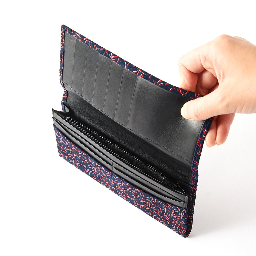 Premium Japanese Deerskin Leather Long Wallet with Urushi Lacquer - Dragonfly & Iron Blue Design - Handcrafted in Japan - Perfect for Gifts & Luxury Everyday Use