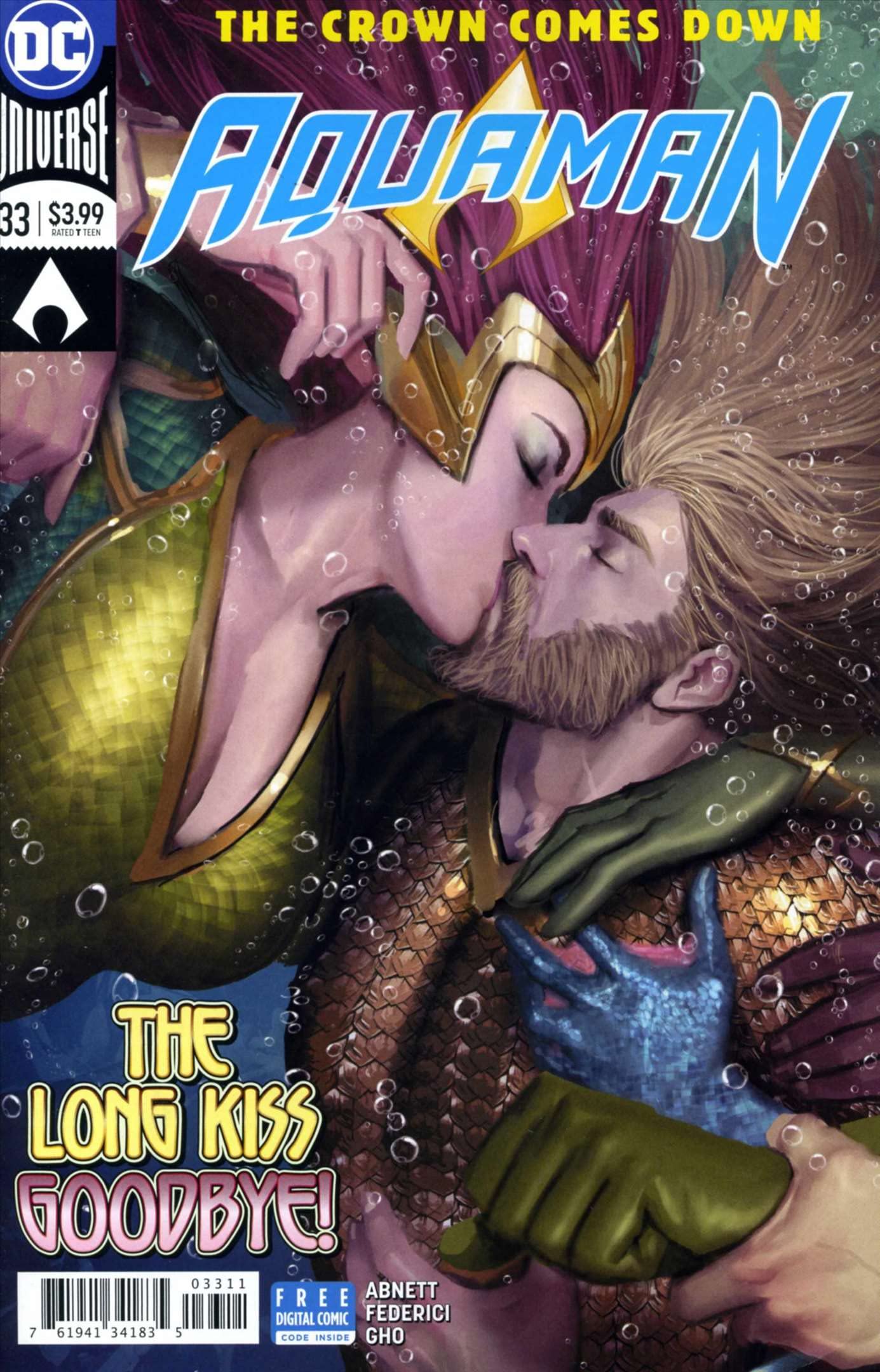 Aquaman (8th Series) #33 VF/NM DC Comics - Dan Abnett Kiss Cover Mera | Collectible Comic Book for Fans & Display