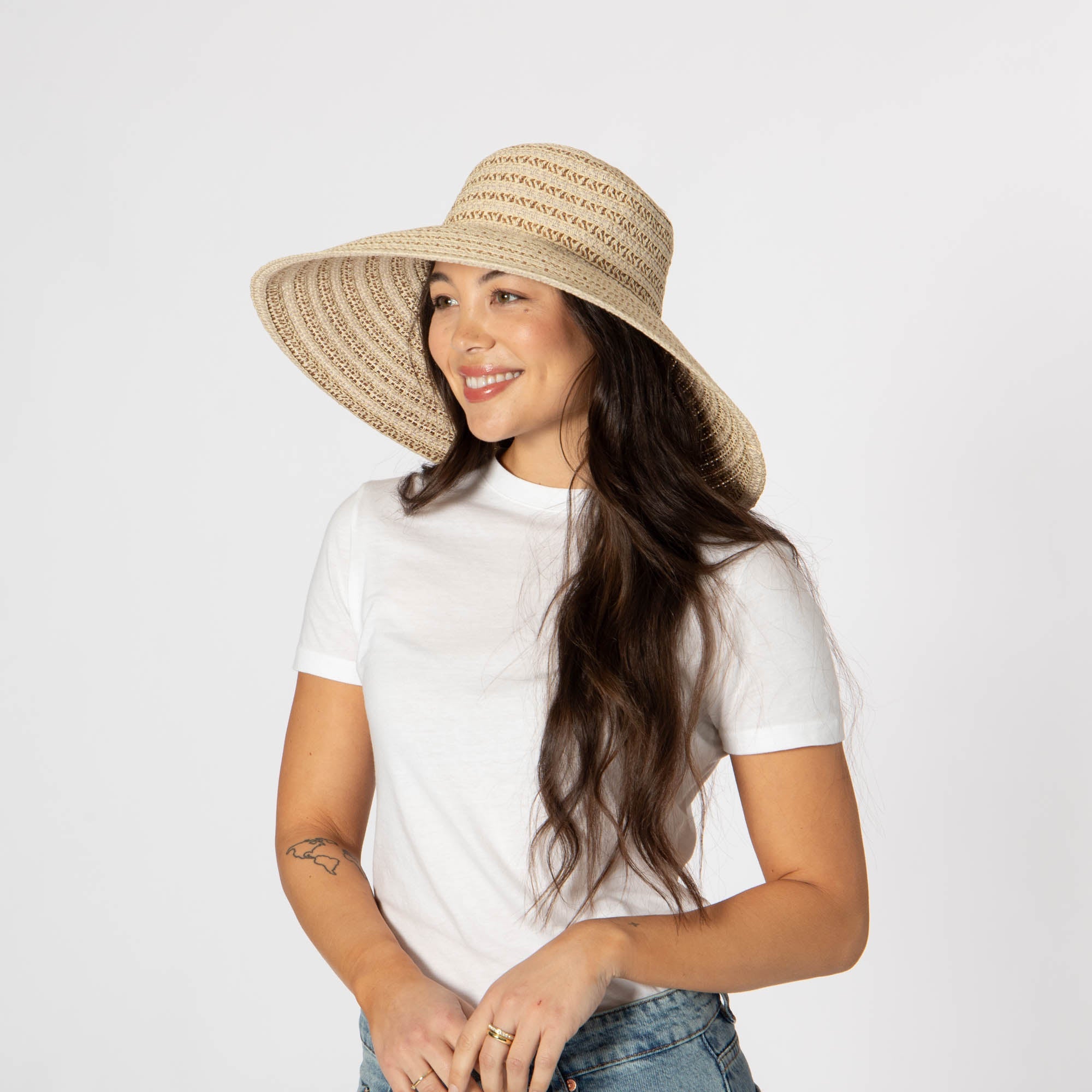 Brisa Round Crown Sun Hat for Women - UPF 50+ Wide Brim Beach Hat for Sun Protection - Perfect for Outdoor, Travel, and Summer Vacations