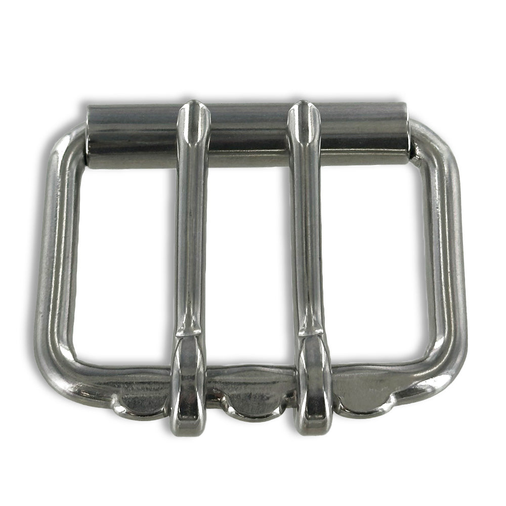 2-Pack Nickel Plated #17 Double Prong Buckles for Leather Straps - Perfect for Belts, Bags & DIY Craft Projects