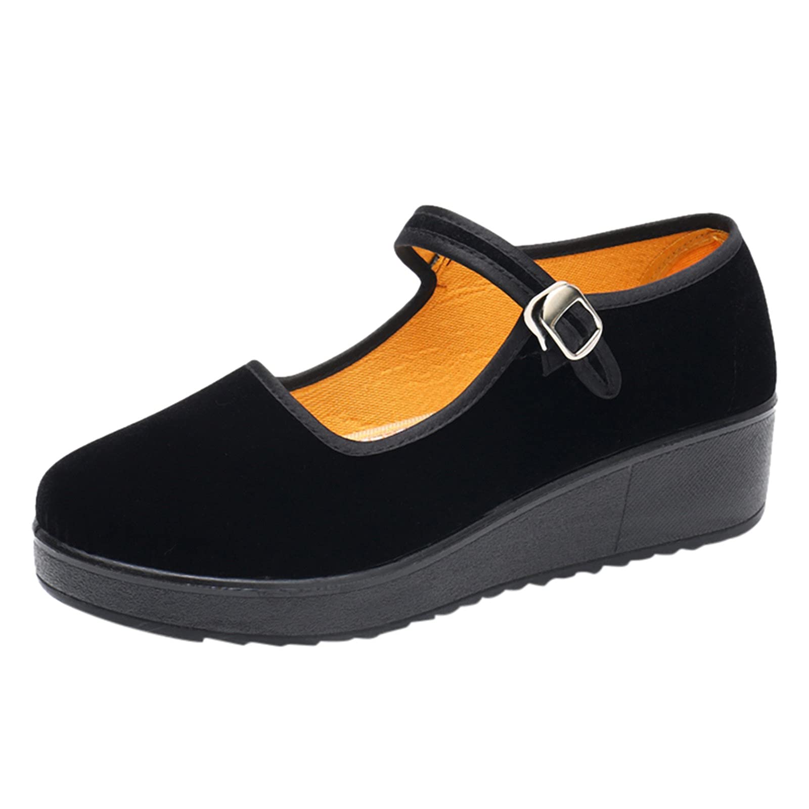 FAMOORE Women's Slip-On Casual Shoes - Lightweight & Comfortable Walking Shoes for Women - AD Black Size 7.5 | Perfect for Work, Travel & Everyday Wear
