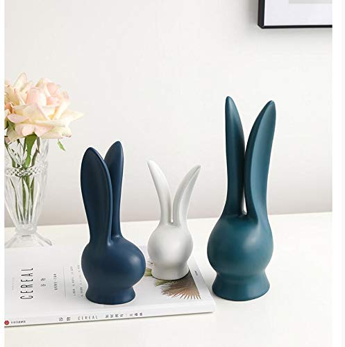 ZAMTAC 3-Piece White Ceramic Easter Bunny Figurines - Handcrafted Porcelain Rabbit Decor for Home, Craft Room & Easter Display - Perfect for Spring Decorations, Table Centerpieces & Gift Giving
