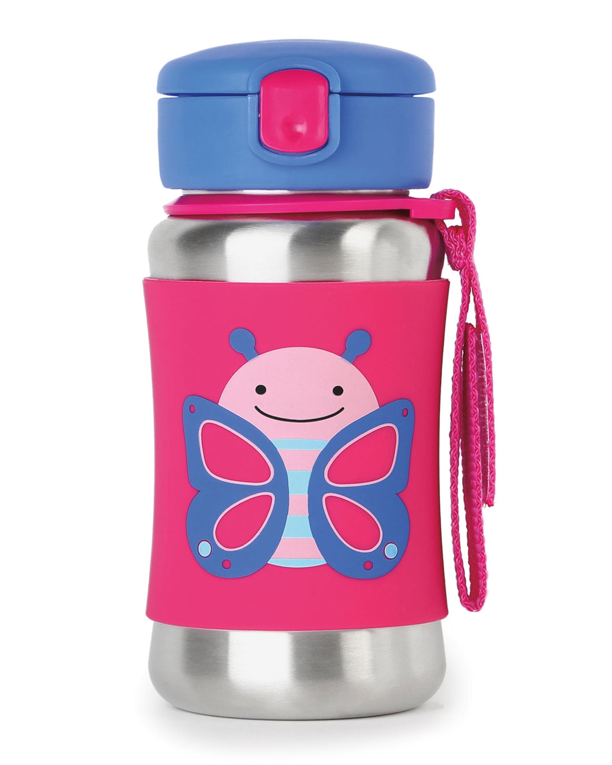 Skip Hop Zoo Stainless Steel Straw Bottle - Insulated Kids Water Bottle with Leak-Proof Lid, BPA-Free & Eco-Friendly - Perfect for School, Travel & Outdoor Activities