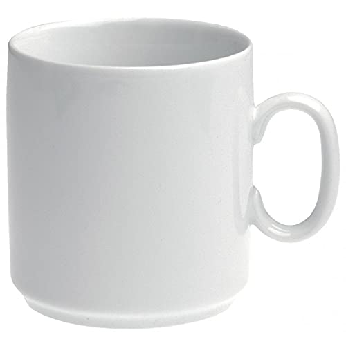 Revol White Porcelain Coffee Mug Set of 6 - 11.75 oz Ceramic Tea Cups for Home, Office & Restaurant Use - Dishwasher & Microwave Safe