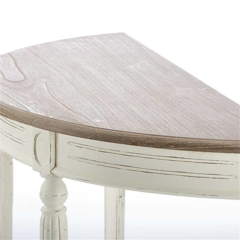 Allora Contemporary Console Table - Antique White & Natural Finish - Entryway, Living Room, Hallway Decor for Modern Homes